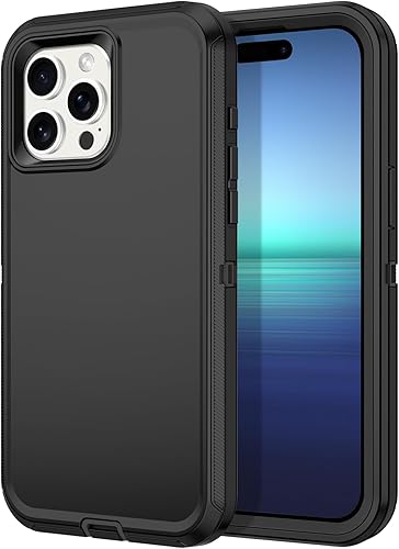 I-HONVA Funda para iPhone 15 Pro Max, a prueba de golpes, a prueba de polvo y caídas, protección de cuerpo completo de 3 capas sin protector de
