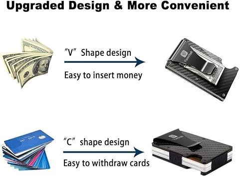 Carbon Fiber Minimalist Wallet, Business Card Holder Billfolds, RFID Blocking Anti Theft Aluminum Metal Wallet for...