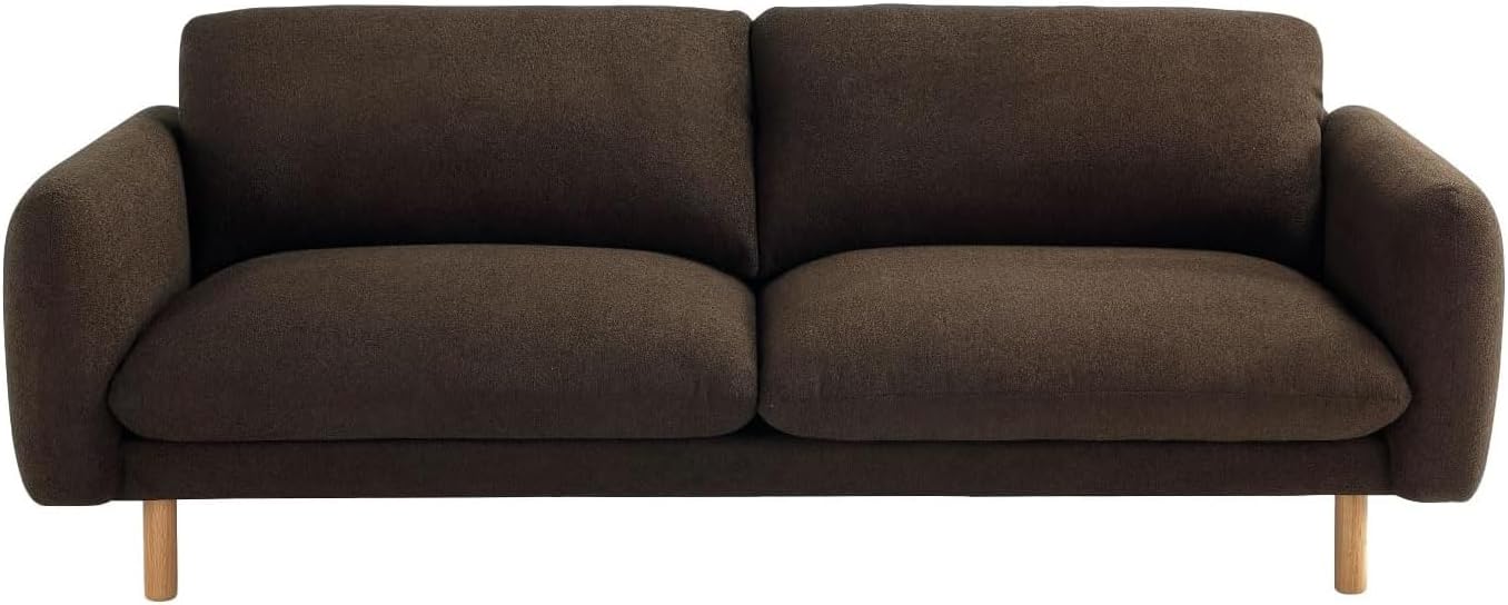 Get Set Style Scandi 3 Seater Sofa Couches, 86” Minimalist Modern Upholstered Sofa with Comfort Cushions Couch for Living Room & Apartment (Chocolate, Sofa)