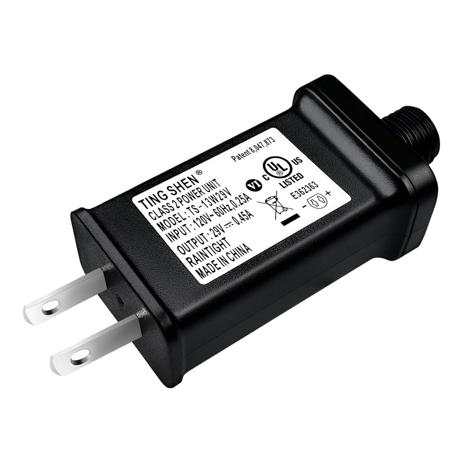 29V 0.45A 13W Class 2 Power Unit Model TS-13W29V LED Transformer Raintight IP44 US Plug Adapter, Seasonal-Use LED Driver for Ting Shen Replacement Parts String Light, Holiday Lighting (TS-13W29V)