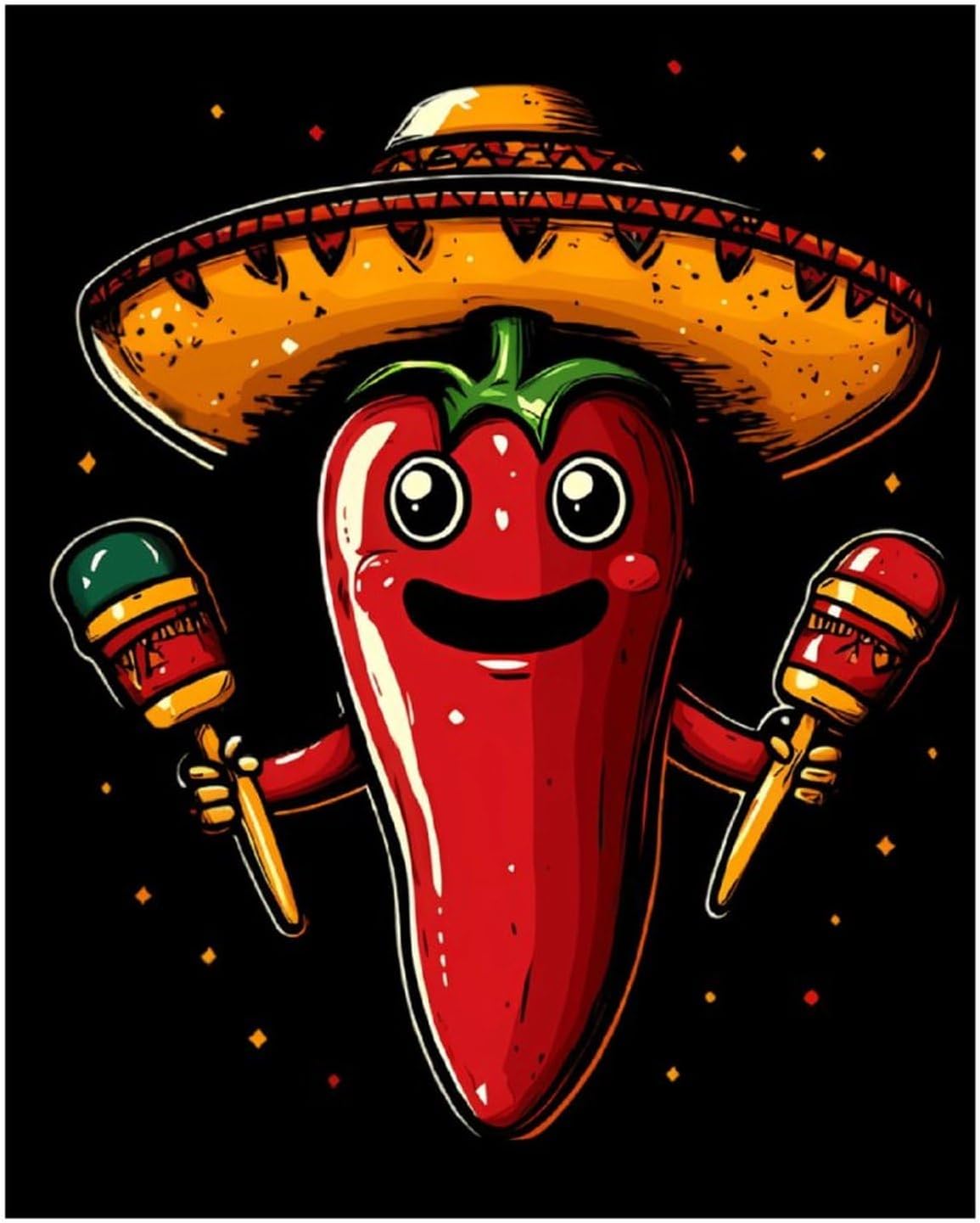 Funny Mexico Red Chili Pepper Funny Diamond Art Painting Kits Paint by Number Drill Arts Pictures DIY Craft Wall Decor