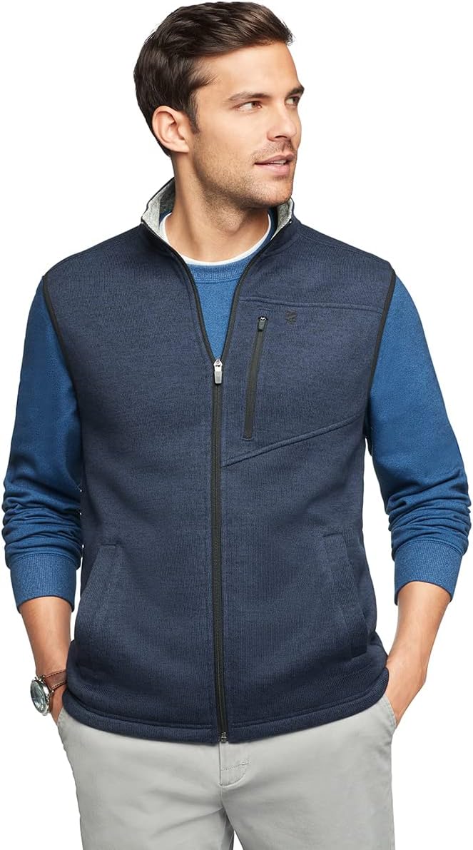 IZOD Men's Advantage Performance Full Zip Sweater Fleece Vest