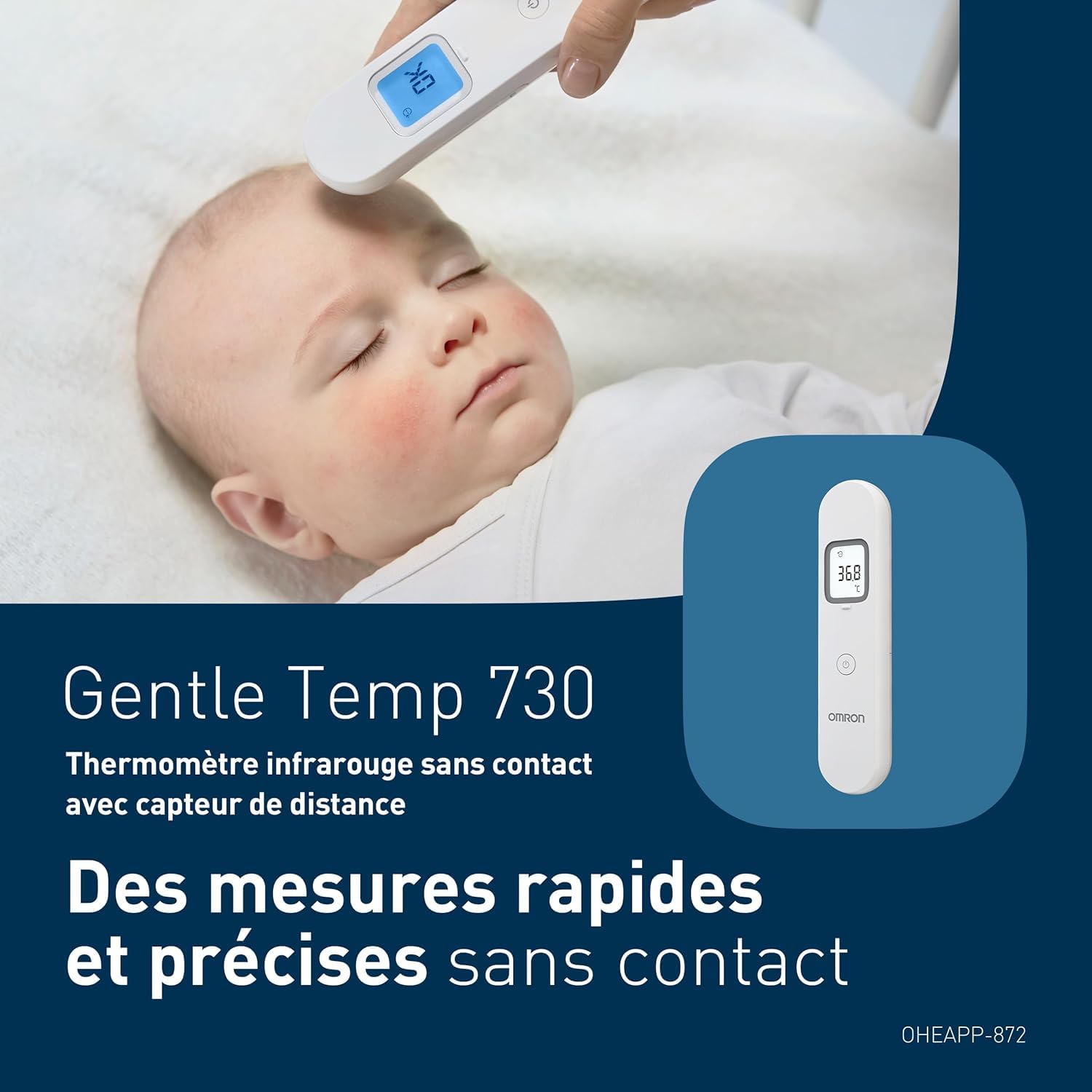 OMRON Gentle Temp 730 – Thermomètre frontal infrarouge pour bébés, enfants et adultes – Thermomètre sans contact avec capteur de distance – Mesure précise en 1 seconde
