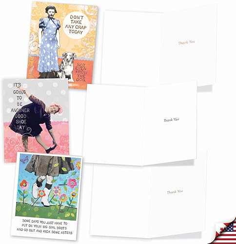 Miniatura 4 de The Best Card Company - 10 divertidas tarjetas de agradecimiento con sobres (4 x 5.12 pulgadas) Juego de notas de gratitud humorística en caja -