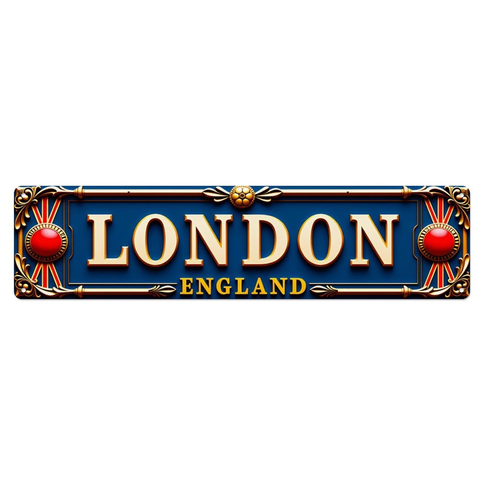Vintage London England Ornate Wall Decor Sign Vintage Aluminium Metal Sign, Retro Wall Decor for Home, Bar, Garage & Farmhouse 10 * 40cm