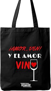 Desmadre Tote bag divertida “¡Amor, ven! Y el amor vino” para mujer – bolsa de tela reutilizable con frase graciosa | 100%...