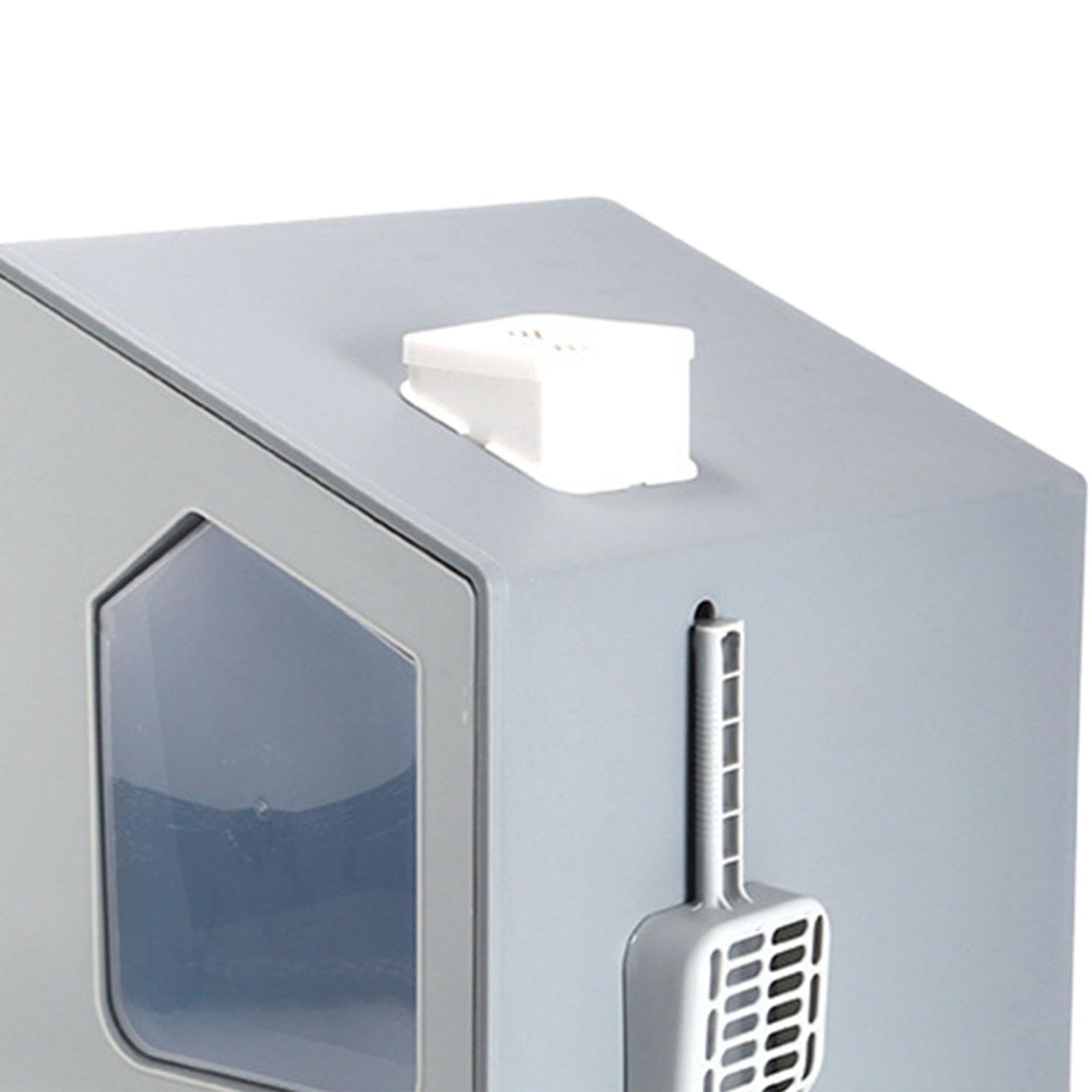 Arenero para Gatos, Casa de Arena para Gatos de Interior, Suministros para Mascotas, Bandeja de Arena Cerrada para Gatos, Inodoro Par, Gris