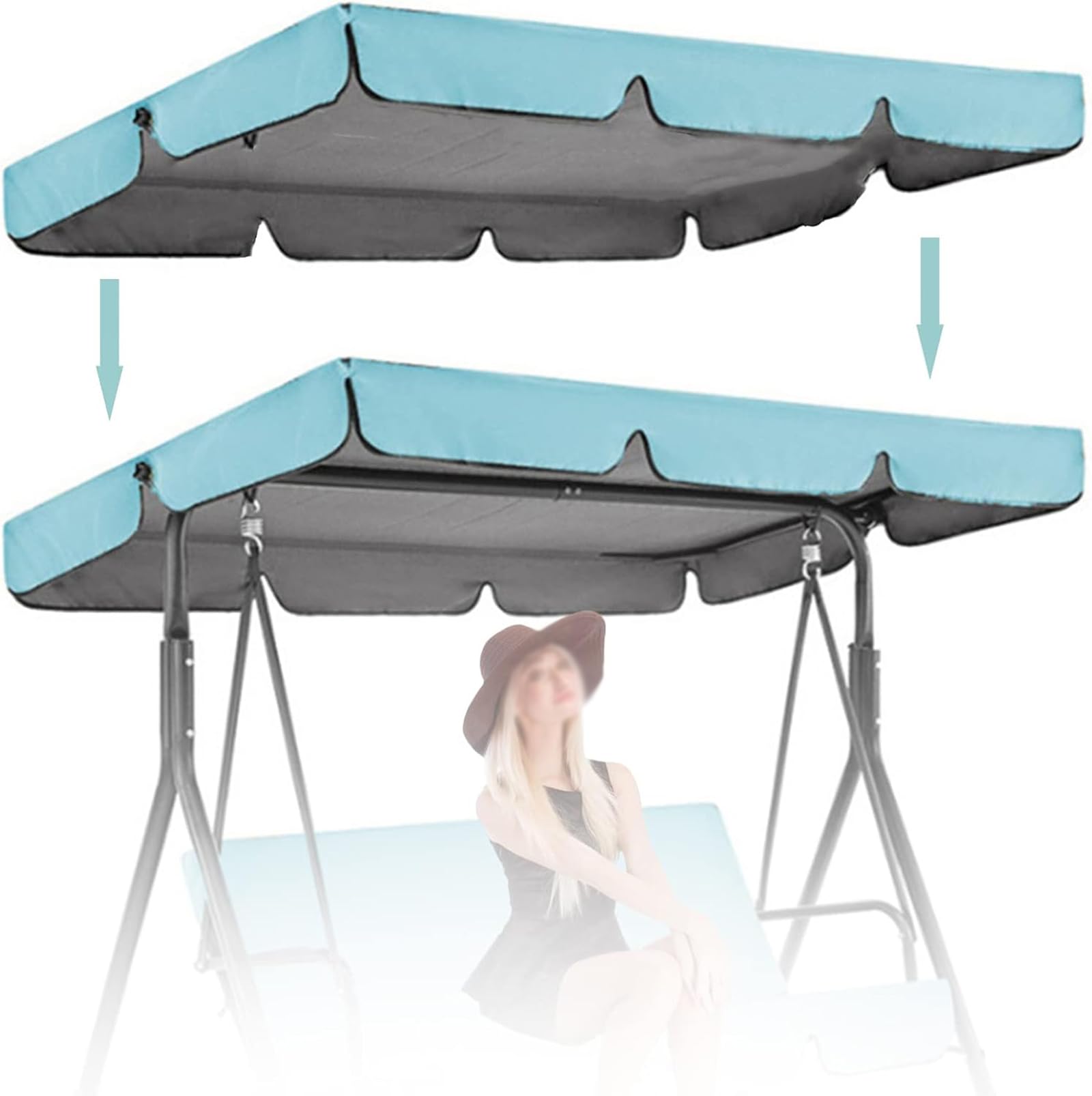 Swing Chair Canopy Replacement Portable Seater Garden Swing Seat Canopy Cover Replacement Canopy for Swings Seat Outdoor Swings Chair Canopy for Patio Porch and Garden,09,195 * 125 * 15cm