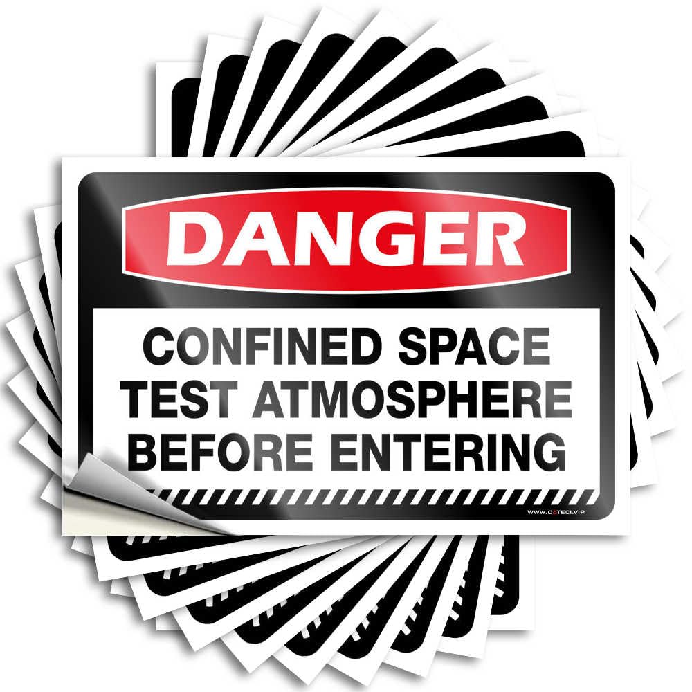 Lettering Sticker Laptop Optical Illusion Danger Confined Space Test Atmosphere Before Entering for Darts - Bathroom Stuff Easy Peel Removable(6X9CM)