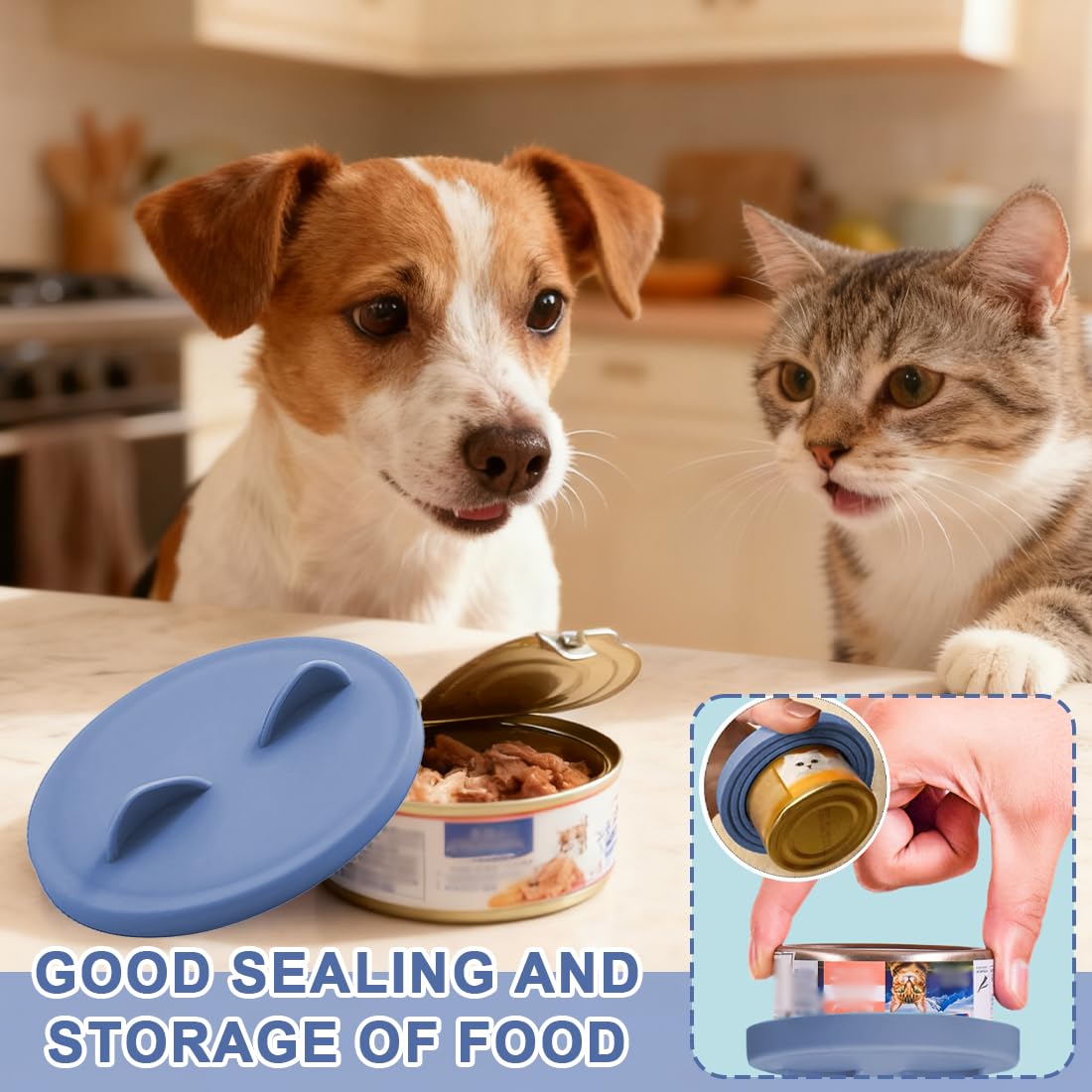 Coperchi in Silicone per Lattine di Cibo per Cani e Gatti, 2 Pezzi, Tappi per Lattine con Taglia 3 in 1, riutilizzabili, Dimensioni Universali, Coperture Silicone per lattine animali domestici
