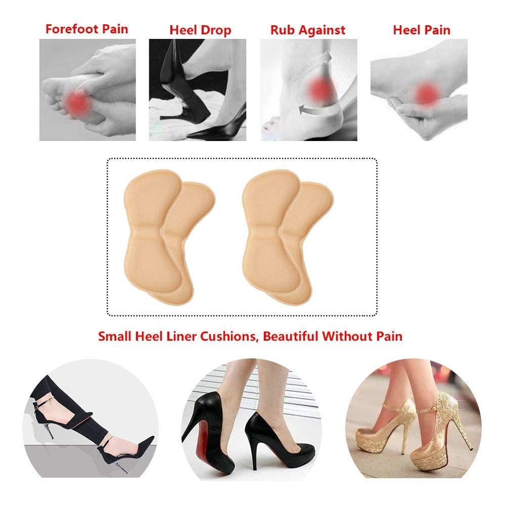 SEFLICA Premium Heel Pads Inserts Grips, Shoe bite Protector Back of Heel Protectors Cushions Liner Prevent Too Big Shoe from Shoe Slipping,Blisters,Filler for Loose Shoe Fit for Men Women (Black And Skin, Free) - Image 8 thumbnail