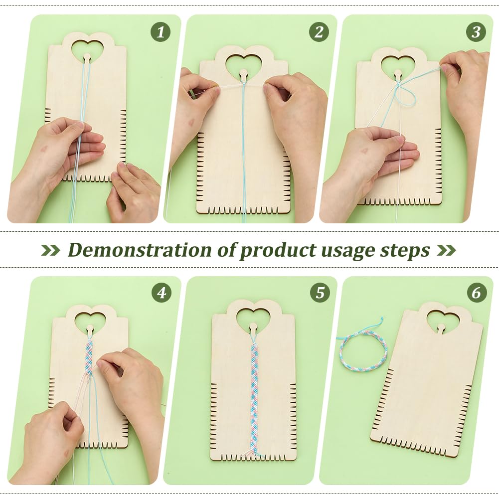 BENECREAT Fabricant de Bracelets en Bois Planche à Tisser avec 42 pièce de Gourdin pour Tricot Multicorde Bricolage avec des Bracelets Bracelet Faisant 23x15x1.6cm