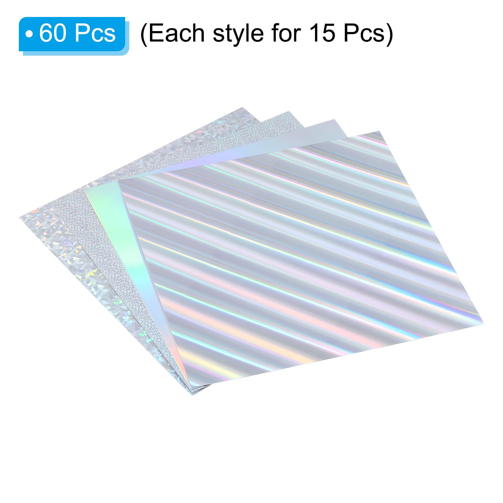 Cartoncino Olografico PATIKIL 30x30 Cm - 60 Pezzi Carta Metallica Iridescente - 6 Colori 250gsm Per Scrapbooking E Fai Da Te - 5