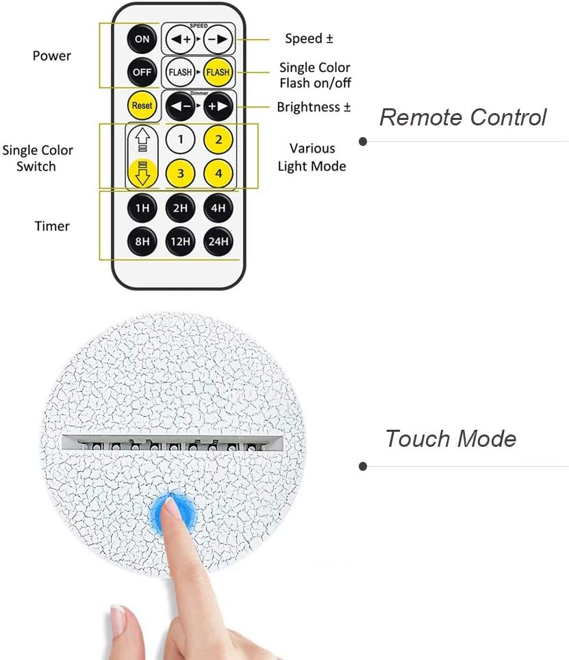 FLYMEI 3D Nightlights for Kids 3D Alien Desk Lamp Unique Night Light for Room Decor 7 Colors Changing USB Powered Touch Button LED Table Lamp - Best Alien Gifts for Kids/Birthdays