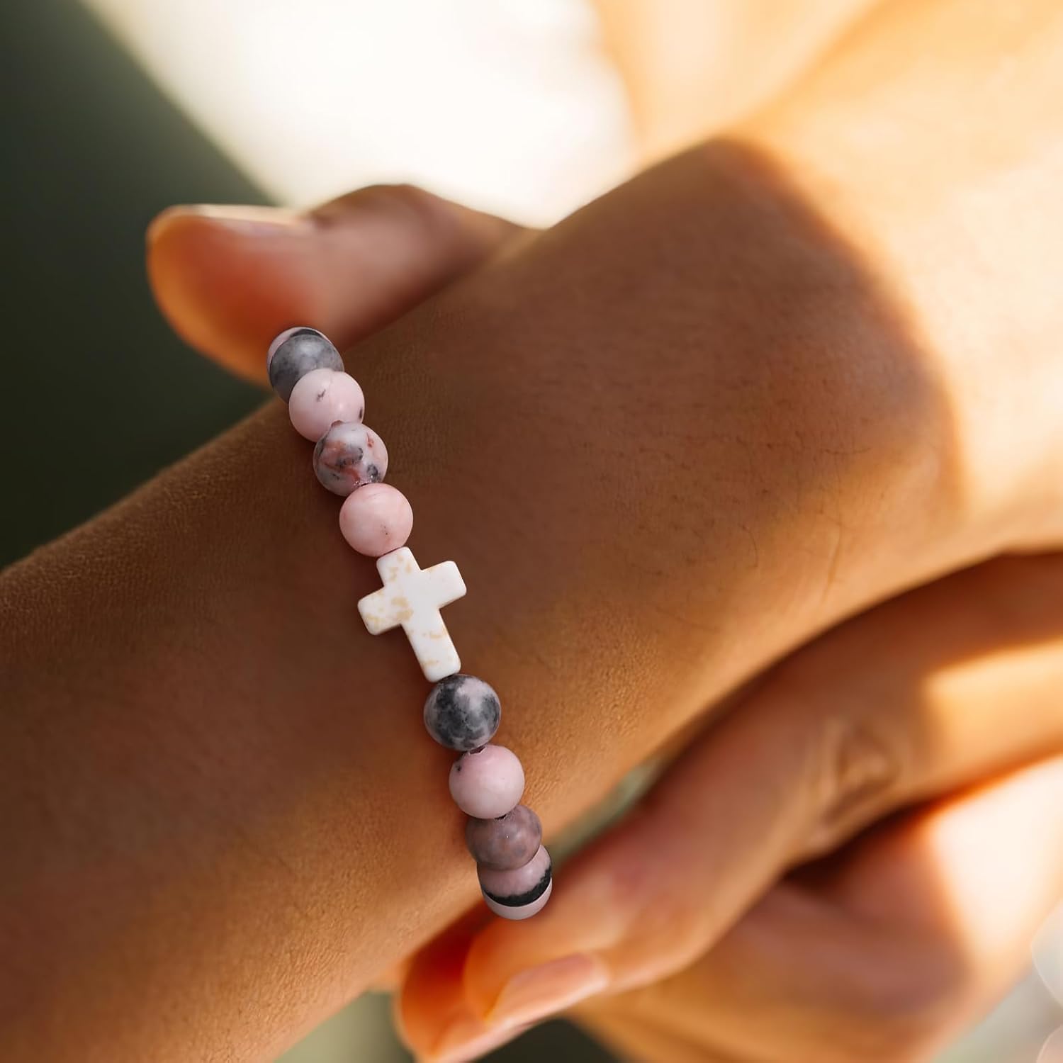 Cross Bracelet for Women Christian Gifts for Daughter Mom Grandma Niece Godmother Religious Baptism Jewelry Birthday Retirement Gifts Beaded Bracelet - Image 2