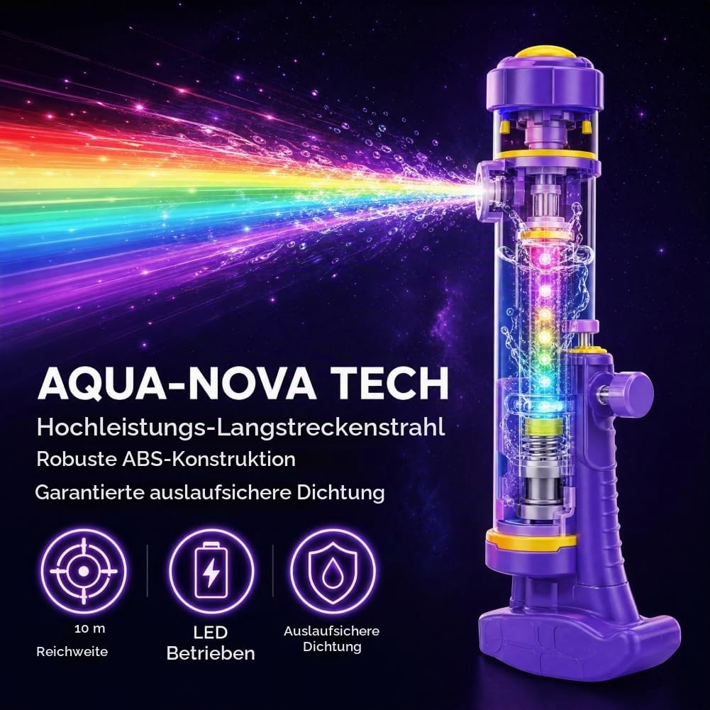 13.8" Glowing Rainbow LED Water Blaster | Summer Fun that Pops Like Magic, LED Water Blaster with Rainbow Lights - Glow in The Dark Water Gun for Adults, for Outdoor Summer Party (3)