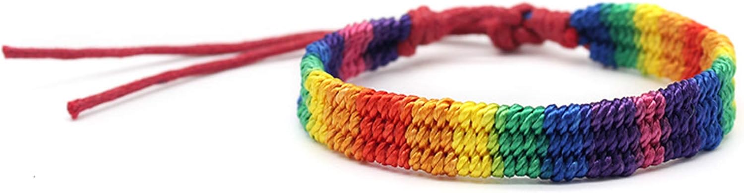 Nanafast Rainbow LGBT Pride Bracelet Handmade Braided Friendship String Bracelet for Gay & Lesbian LGBTQ Wristband Adjustable Size - Image 2