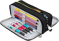 Vista 5 de Estuche para lápices de gran capacidad, bolsa de almacenamiento grande, bolsa de lápices de 3 compartimentos para papelería, estuche