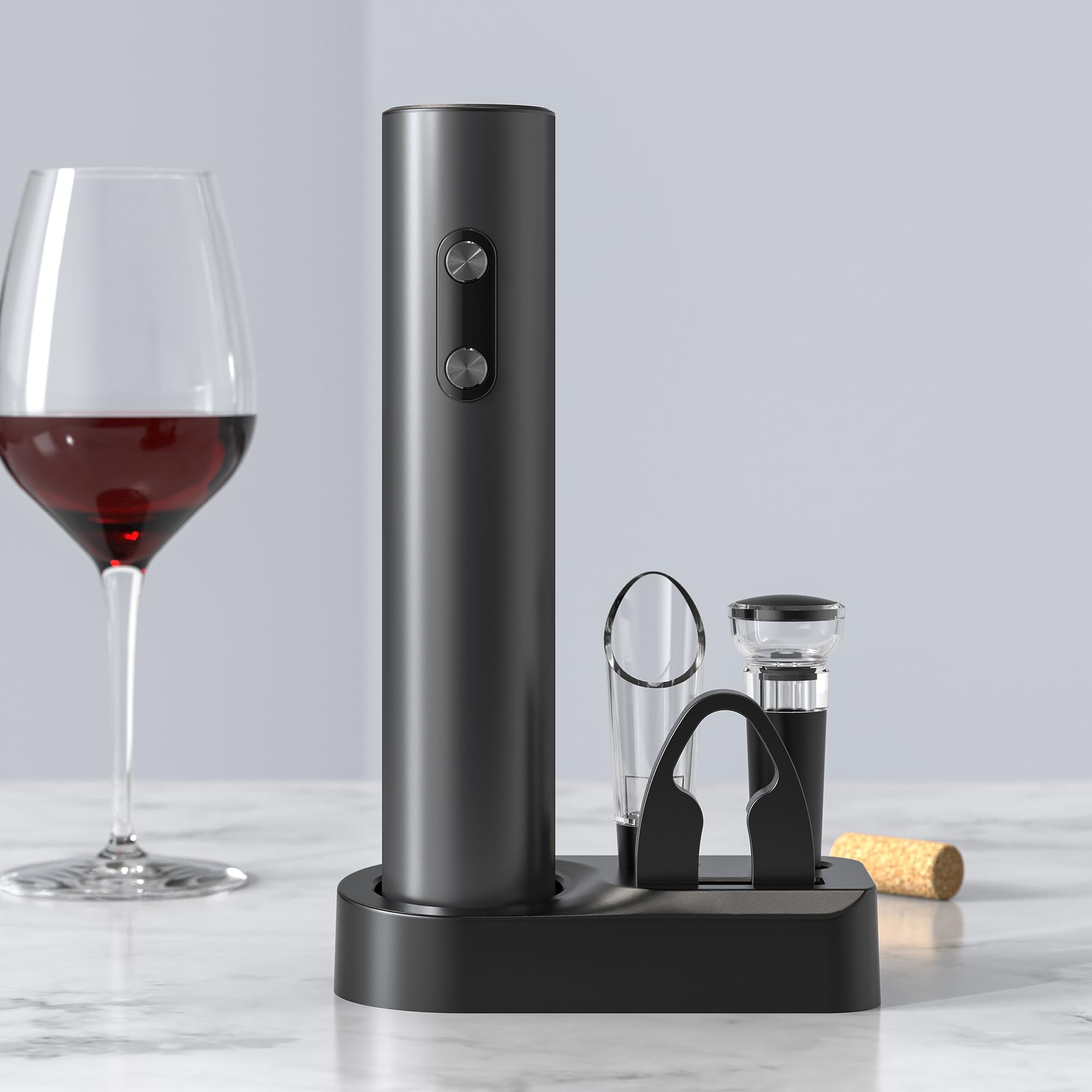 Apribottiglie Elettrico Automatico Professionale Nero Base Set a Pile