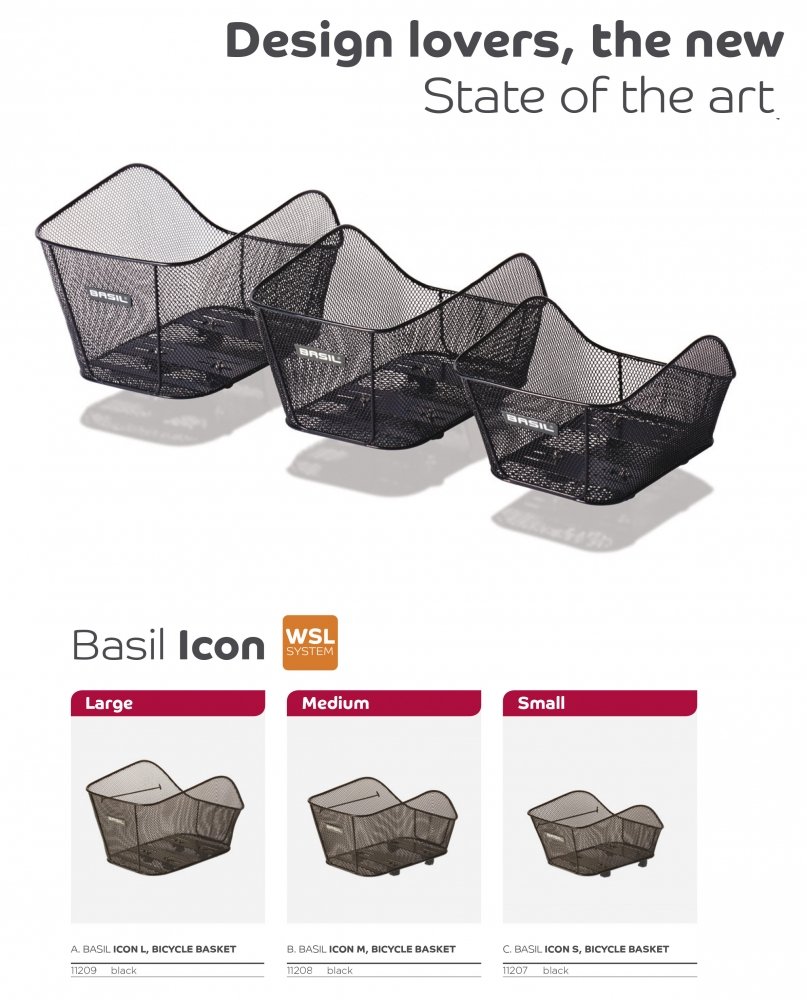 Basil Icon Cestino per Bicicletta. Unisex Adulto, Nero