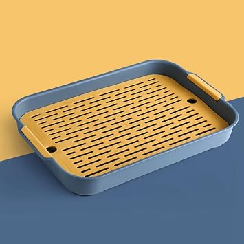 Qcwwy Dish Drain Tray, Dish Drainer Drying Rack Dish Drying Pad for Kitchen Counter Dish Drainer Drying Rack Plastic Tea Tray for Cup Bowl Fruit Rectangular