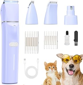 Dog Grooming Kit,【LED independent switch】Dog Clippers Grooming Kit Professional,Low Noise, Electric Rechargeable Cordless, 2 Speed, For Dogs & Cats, Pets, For Eyes, Ears, Face, and Rump