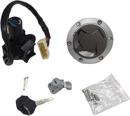 RAYANA Interruptor de encendido+tapa de depósito de combustible de gasolina+bloqueo de asiento+llaves compatibles para Kawasaki Ninja 250R EX250J