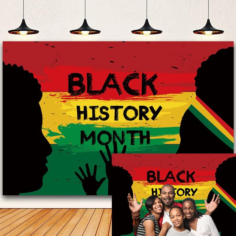 Black History Month Backdrop Banner 6x4FT African American Holiday Party Photography Background Black History Month Poster Decoration and Supplies for Home (180cm x 120cm)