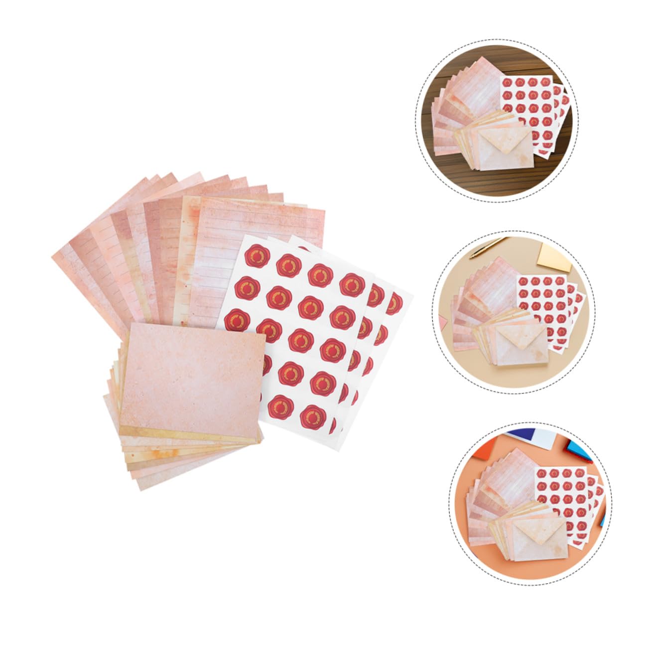100 Sets Vintage-Papierumschläge Dekor Schreibwaren Schreibpapier Alt Aussehendes Papier Vintage-Briefpapier Liniertes Briefpapier Vintage-Postkartenpapier Hellbraun
