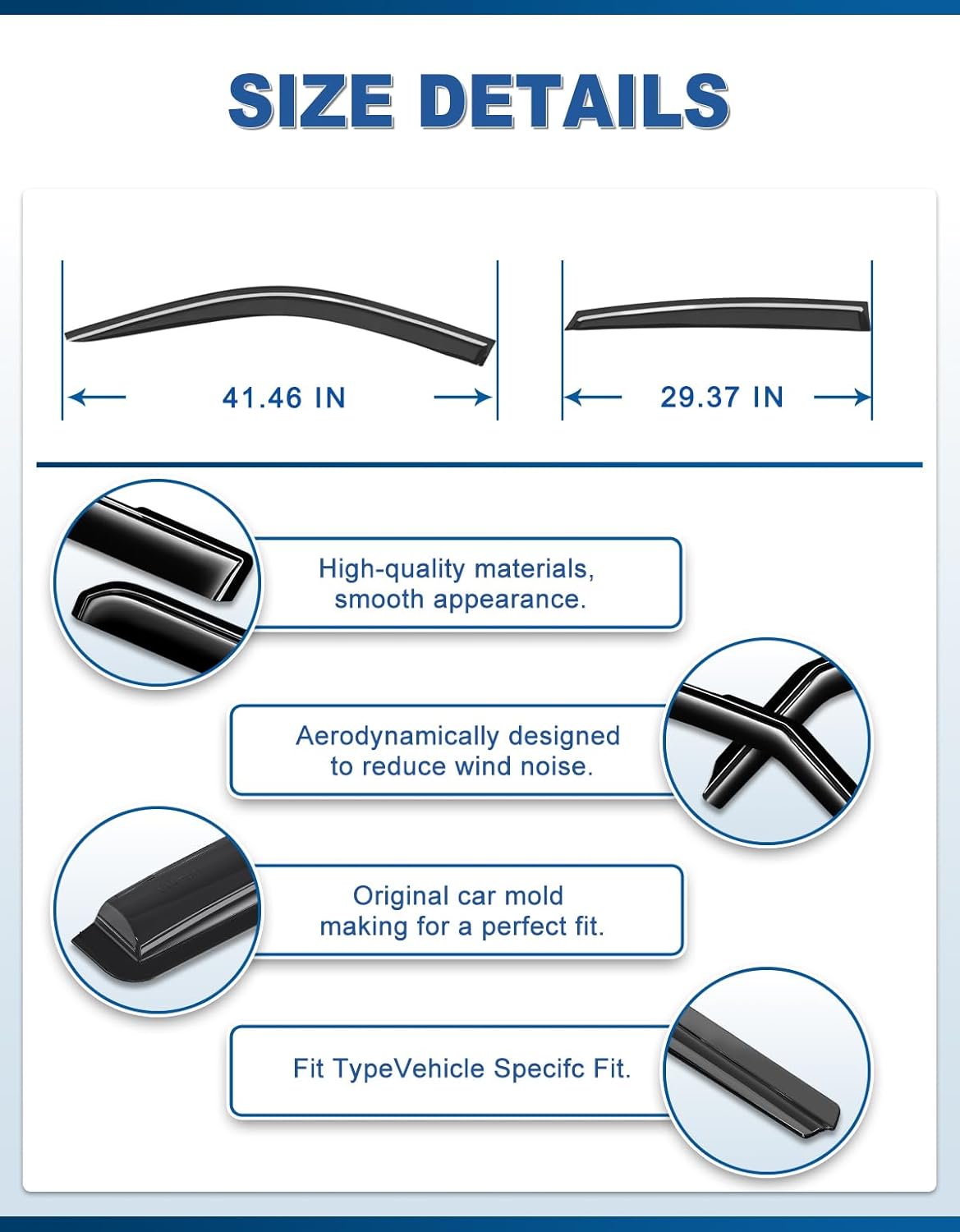 Out-Channel Window Rain Guards Fit for Honda Civic Hatchback 2022-2026, Extra Durable Window Visors Vent Visors Vent Shades Wind Deflector Dark Smoke Car Tape-on with Thicker 4PCS