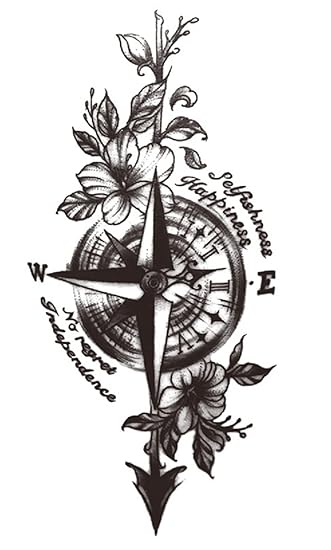 S.A.V.I Temporary Tattoo Stickers, Clock Compass Flowers Text Tattoo Pattern For Men, Women, Tattoo For Hand Arm, Size 21x11cm - 1Pc.