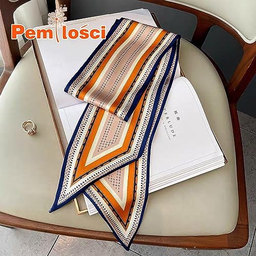 59" Long Silk Like Scarf Fashion Hair Head Scarf for Women Satin Head Hair Handbag Scarf Belt Purse Accessories…3