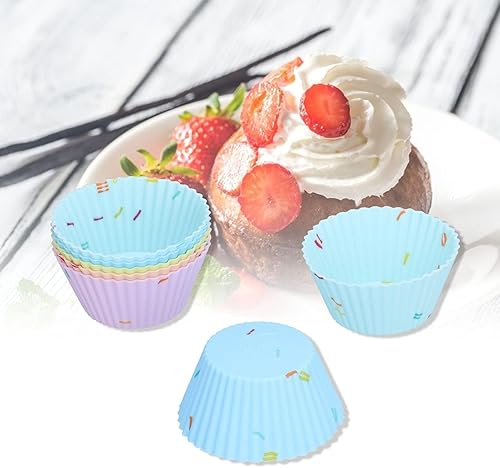 Miniatura 4 de Paquete de 20 tazas de silicona para hornear cupcakes, reutilizables, redondas, de silicona, antiadherentes, moldes para magdalenas, juego de mini