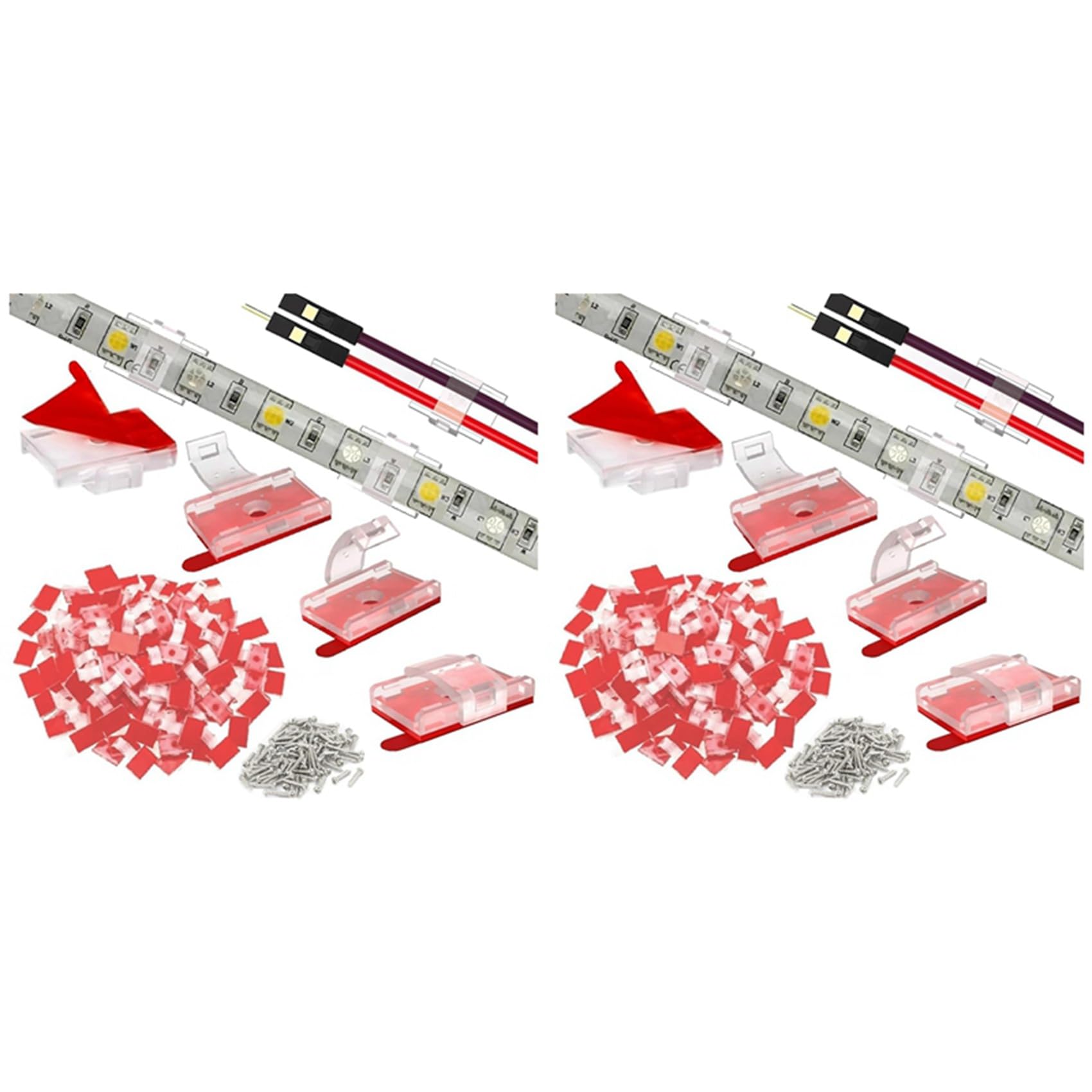 Vjsujehgy 200PCS Mounting Clips for LED Light Strips with Self-Adhesive Tape + Light Clips for Indoor Light Strips