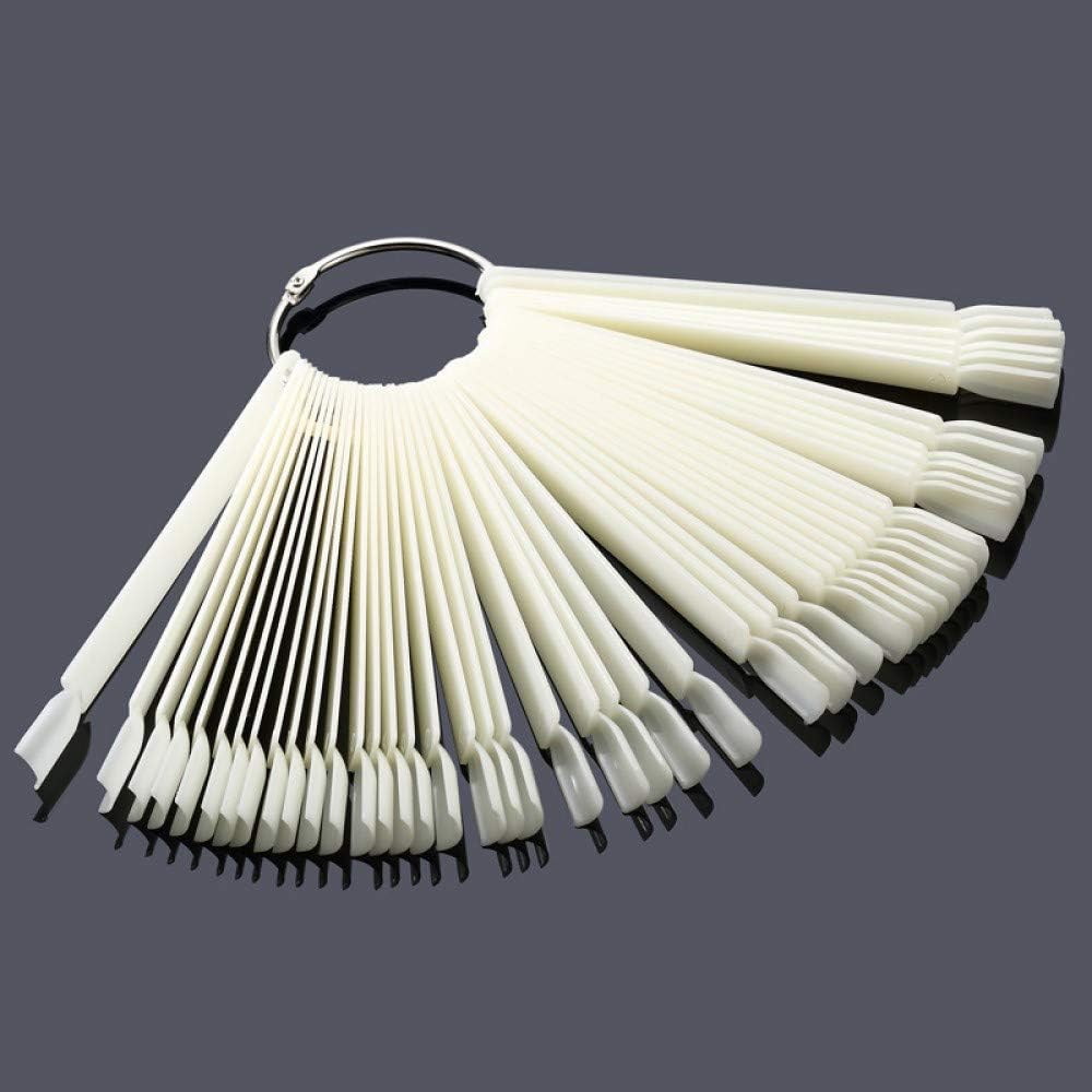 Bolt bee Nail Art Polish Display Practice Stick with Metal Split Ring Holde Tips Display Swatches Nail Polish Color Board Card Plates Practice Templates Natural (50pcs)-image-37