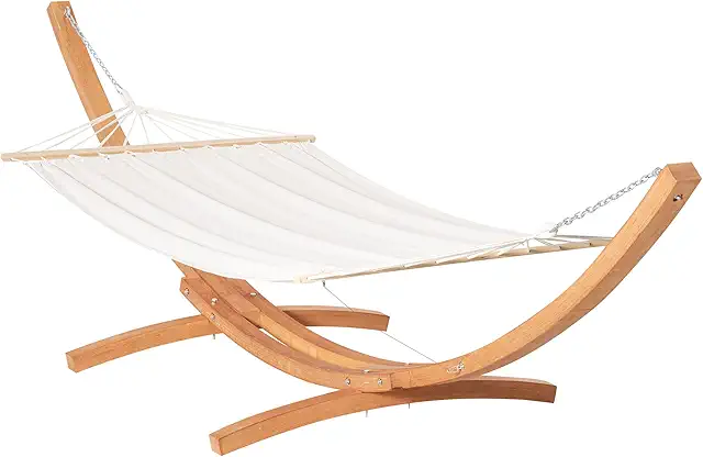 Outsunny White Wooden Hammock Stand with Outdoor Garden Swing Bed