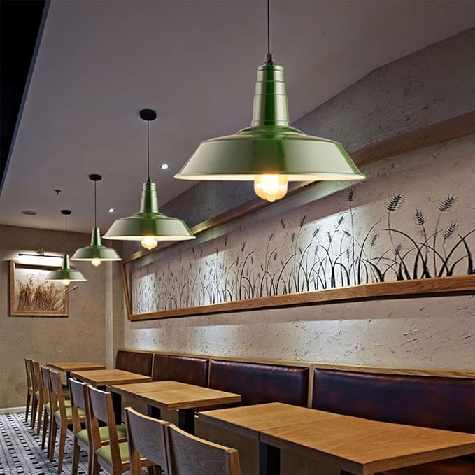 LQZCXMF Amerikaanse Retro Café-kroonluchter E27 Voet Retro Industriële Lamp Verstelbare Metalen Hanglamp Enkele Kop Aluminium Lamp Metalen Kap Voor Eetkamer, Bar Keukeneiland, Hotel LQZCXMF photo 2