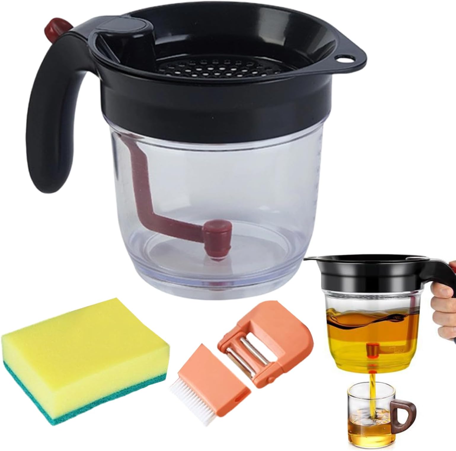 Fat Separator Pot,Fine Mesh Non-Slip Grip | Gravy Separator for Soup,for Housewarming Party Birthday Celebration Housewife Adults Chefs Postpartum Meal Preparation