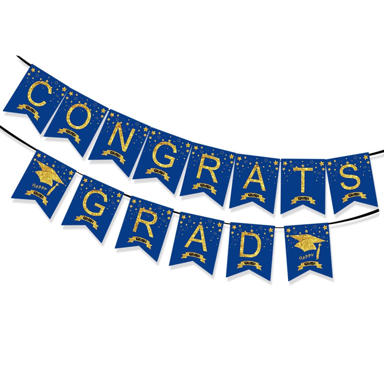 Glitzer-Banner „Congrats Grad“ – Vorgespannt Für Abschluss-Party, Mit Quasten