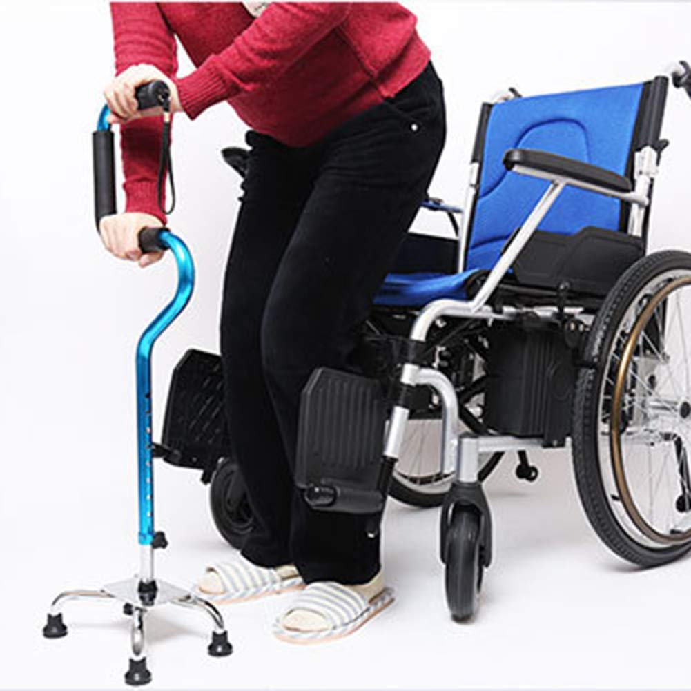 Bastón De Anciano, Bastón De Anciano Antideslizante De Cuatro Pies/Bastón De Cuatro Patas De Aleación De Aluminio Telescópico Ajustable (78 Cm ~ 95,5 Cm),Muletas Times