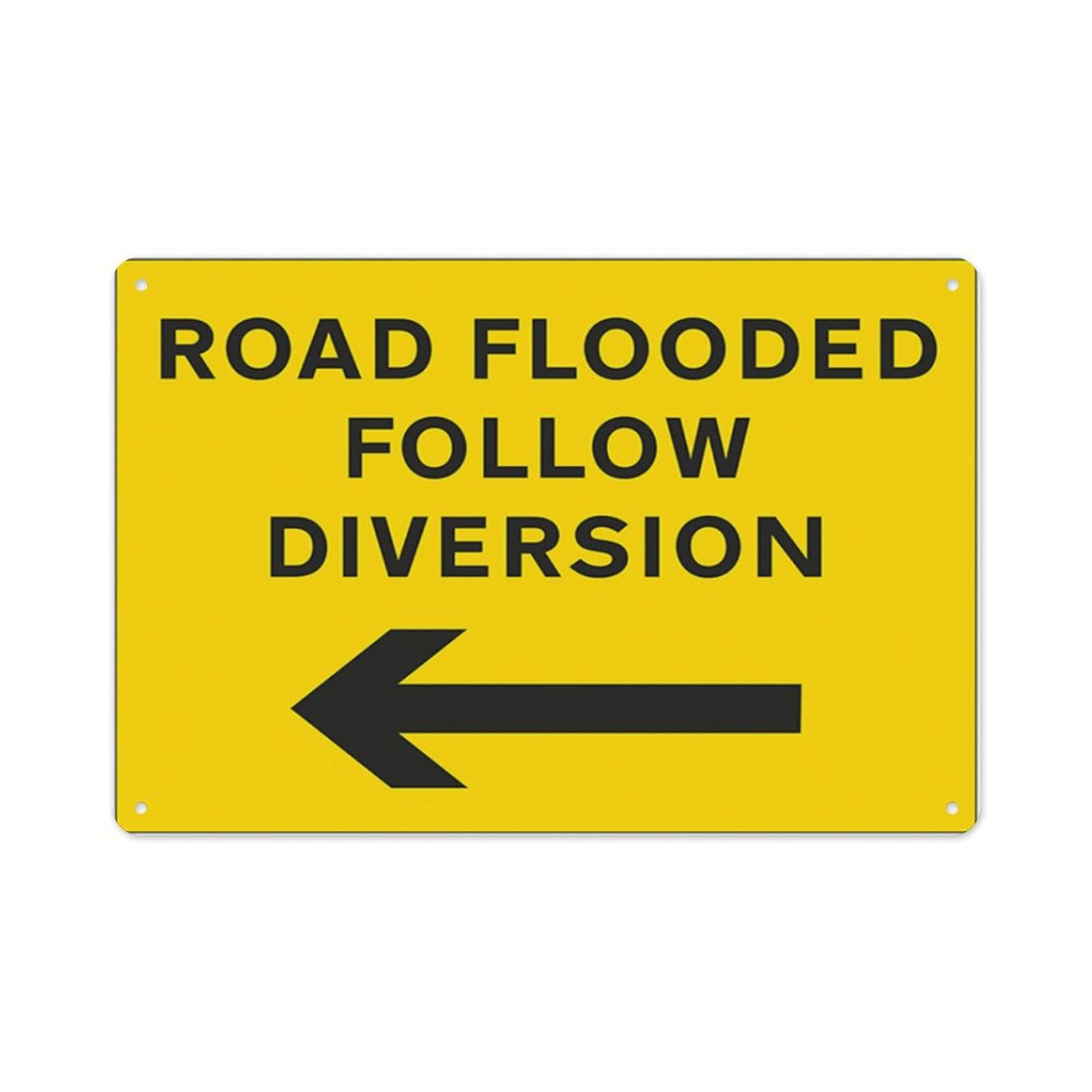 peiyeety Road Flooded Follow Diversion Arrow Left Aluminum Tin Warning Signs For Home Outdoor Garden 8X12 Inches