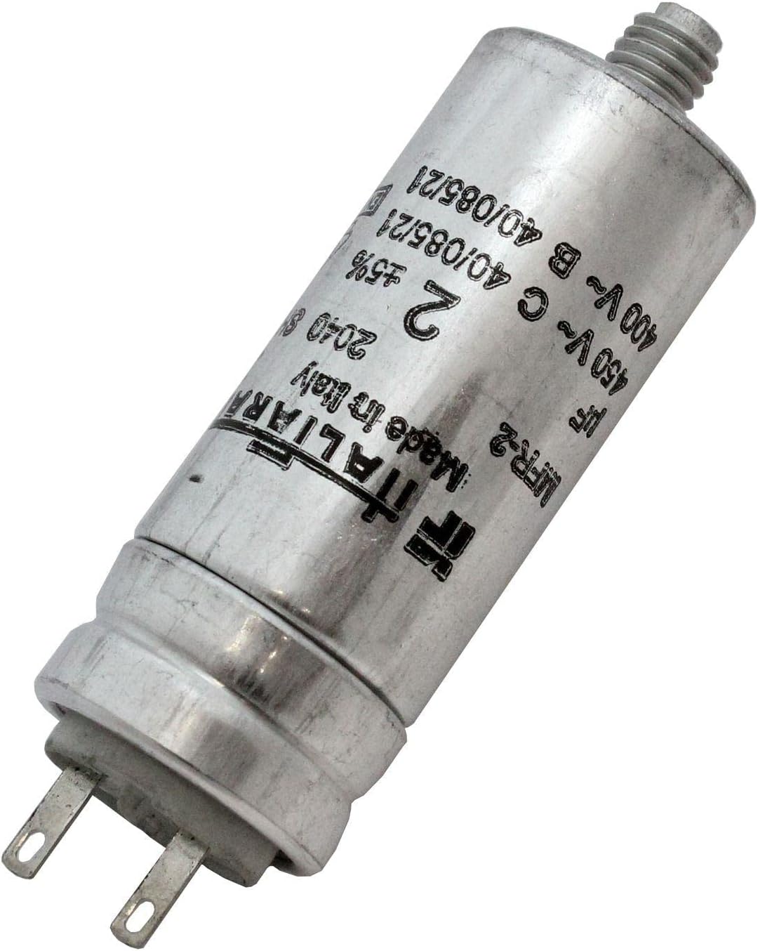 Condensatore motore 2µF 450V 25x63mm Spina 2,8x0,8mm Italfarad 2uF ...