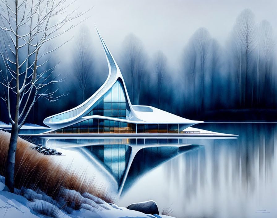 Affiche sur toile paysage d'hiver 58x90 cm SERENDIPITP art mural lac