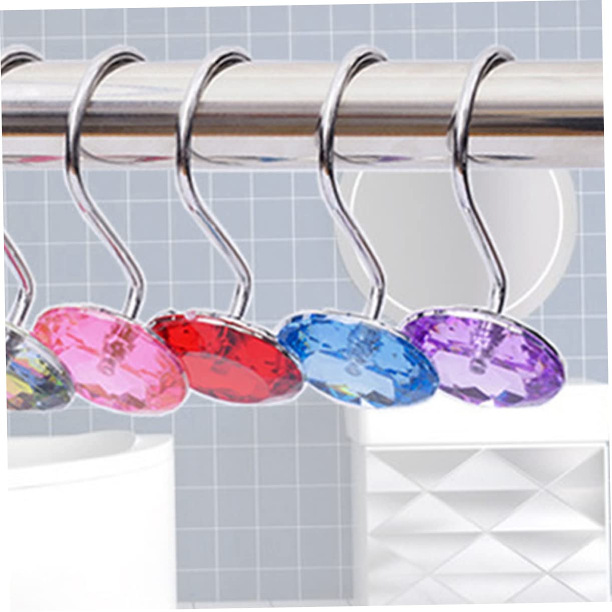 PRETYZOOM Pz ganci per tende da doccia ganci in acciaio inossidabile ganci per tende da bagno gancio arredamento ganci doccia per doccia anelli per tende da doccia