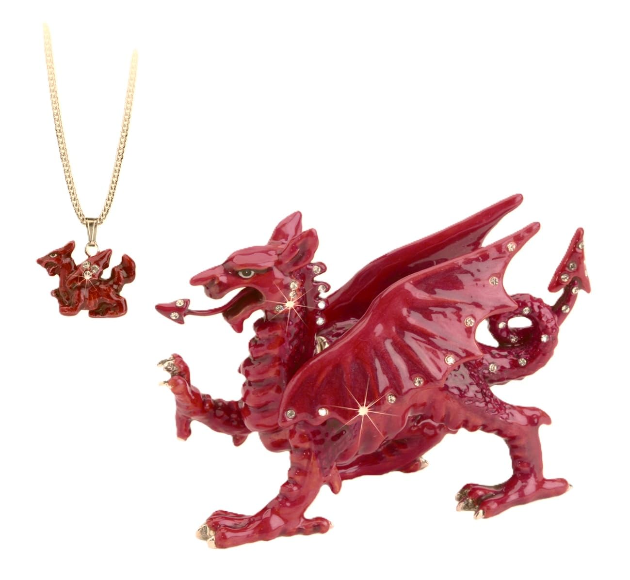 Secrets From Hidden Treasures Red 1116 Welsh Dragon Trinket Box