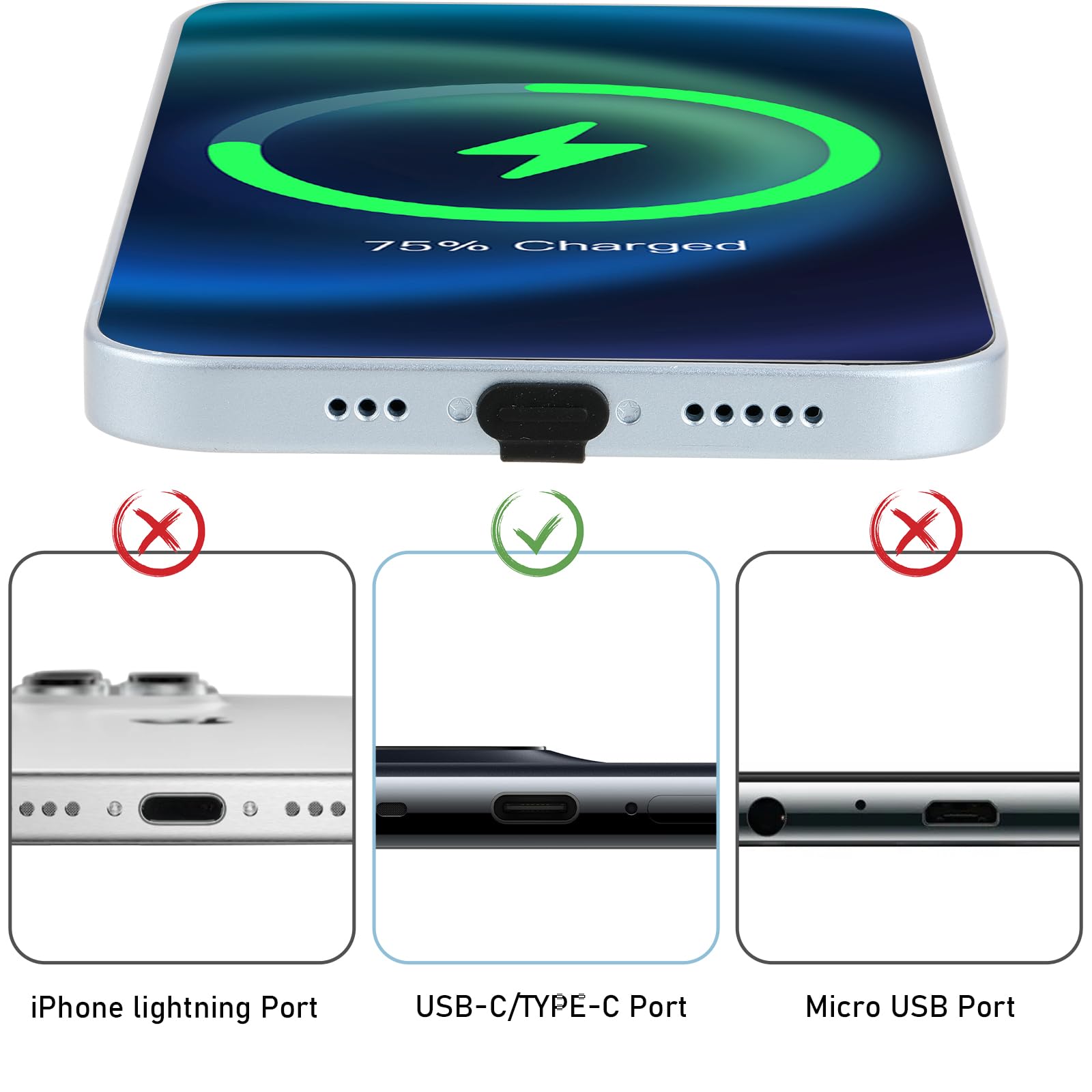 50 Pcs 7 Types USB Port Cover, Silicone USB C Port Dust Plugs Cap Cover For USB A - View #11