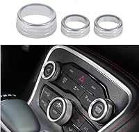 Vista 6 de Keptrim Botón de interruptor de aire acondicionado para Dodge Challenger Charger Chrysler 300 300s 2015-2020, para Ram 2013-2018, aluminio negro, 3