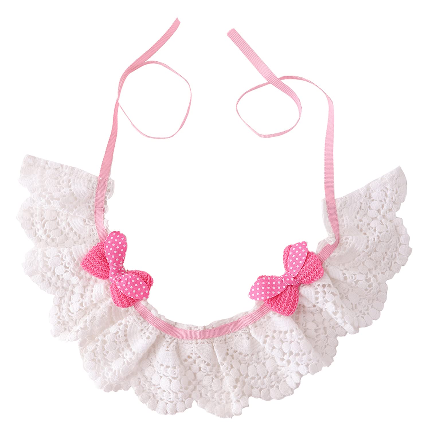 Lulala Dog Collar Crochet,Embroidered Flower Lace scarf Cat Collar with Bowtie adjustable knot Party,Puppy Teacup Clothes Wedding Holiday Birthday Party Dress Costume Outfits Accessories(M,White-Pink) (B0B71X8SC2) Amazon Price History, Amazon Price Tracker