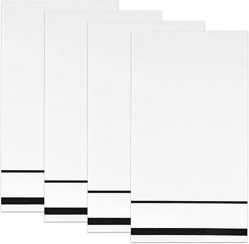 Miniatura 7 de Gift Boutique Paquete de 100 servilletas desechables de papel desechables con borde negro, elegante servilleta de mano para baño, boda, vacaciones,
