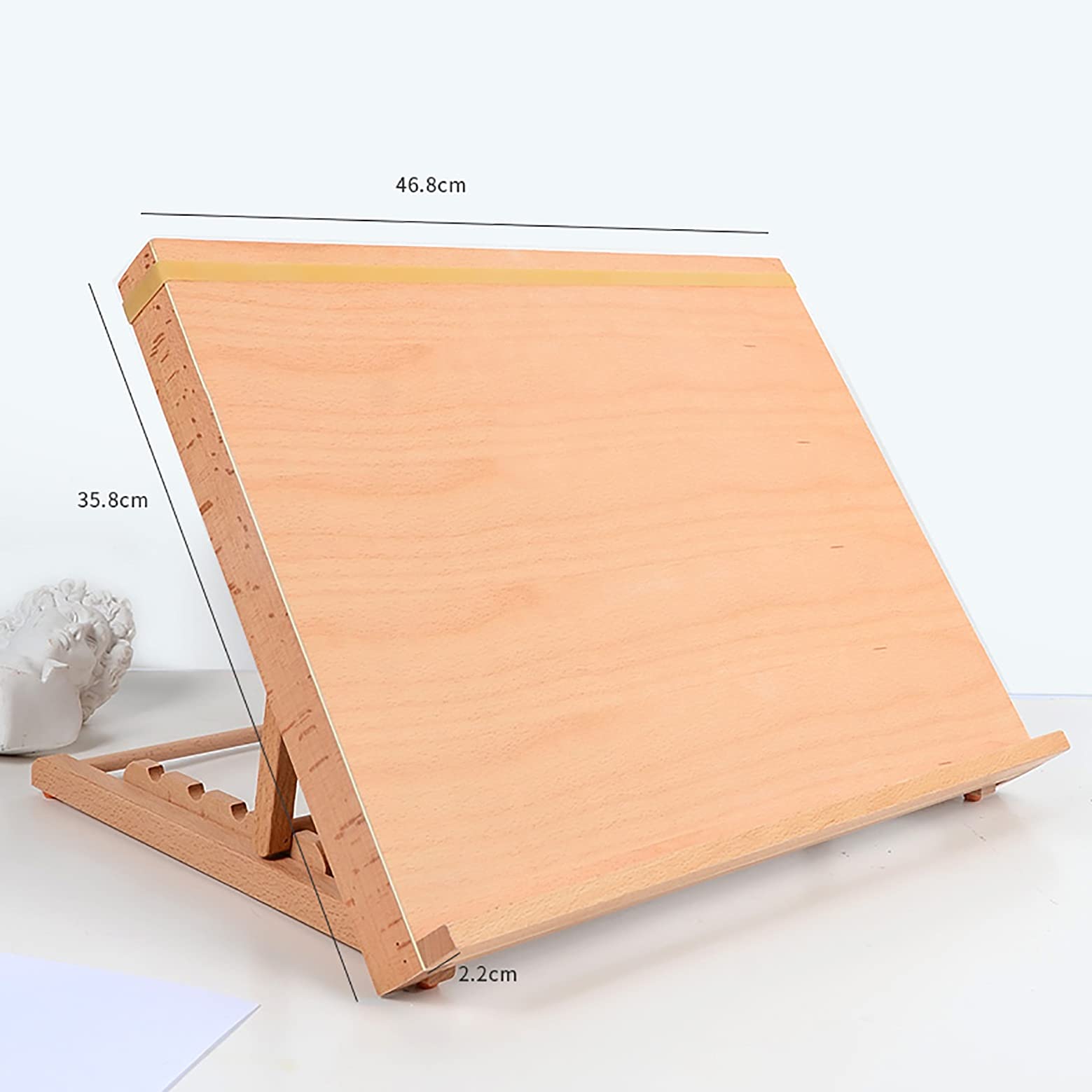 Chevalet De Table En Bois Portable - Réglable En Hauteur (30-65cm) - Avec Boîte Rangement 35x26.5cm - Pour Peinture, Dessin